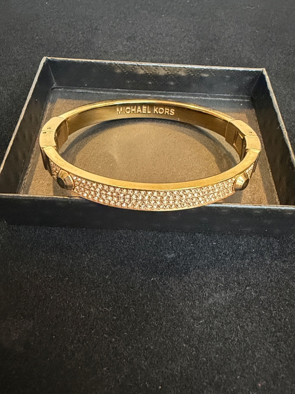 Michael Kors Rose Gold Crystal Pavé Hinged Bangle Bracelet